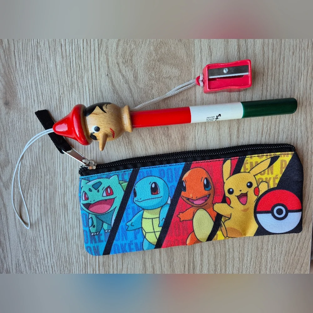 Pokemon Pencil Case Bioworld&New Pinocchio Pencil -Sharpener